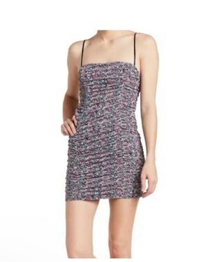 AFRM Multicolor Ruched Mini Dress with Thin Straps